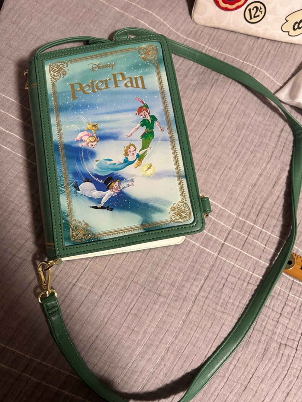 Loungefly Green and Blue Peter Pan Book-Style Crossbody Bag - Picture 1 of 13